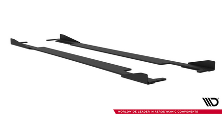 Side Skirts Subaru Impreza WRX STI Mk3 Facelift Street Pro Black-Red + Gloss Flaps
