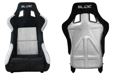 Fotel sportowy SLIDE KS2 Premium Black & Grey Welur Silver Glitter