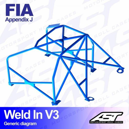 Roll Cage VW Golf (Mk1) 3-doors Hatchback WELD IN V3