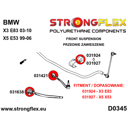 Front lower tie bar to chassis bush 66mm, 031638B