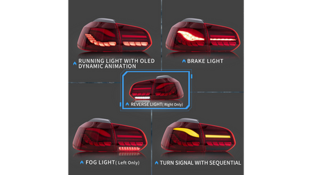 Lampy Volkswagen Golf VI Tył Dynamic LED Red