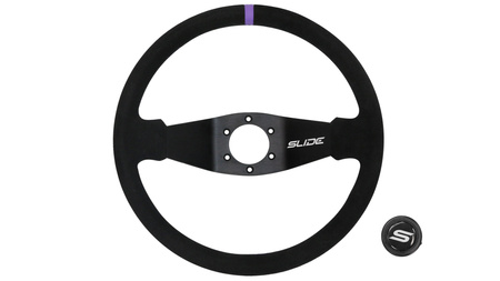 Kierownica SLIDE 350mm offset:90mm Zamsz Purple Strip