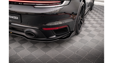 Central Rear Splitter (with vertical bars) Porsche 911 Turbo S 992 Gloss Black