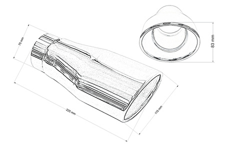 Końcówka tłumika 115x83mm wejście 70mm Polerowana