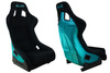 Racing seat SLIDE KS2 Premium Black Suede Turquoise Glitter