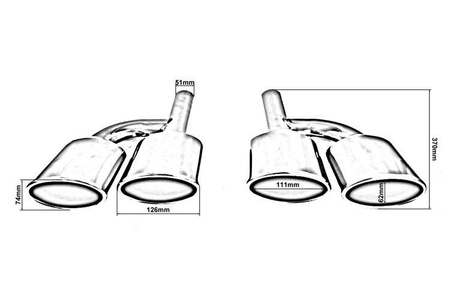 Końcówka tłumika 126x74mm wejście 51mm Mercedes C63 AMG