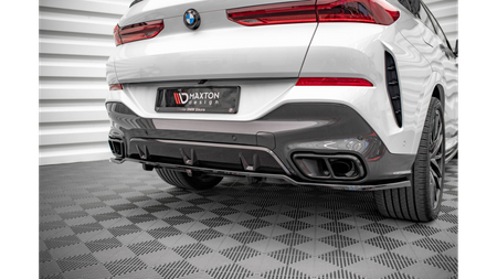 Splitter BMW X6 G06 M-Pack Rear Central with Diffuser v.1 Gloss Black