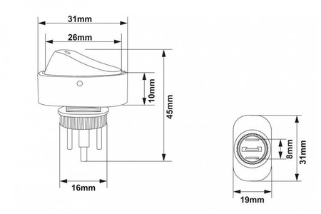 Switch Oval ON-OFF 3PIN Green