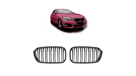 Grill BMW 1 F20 F21 Facelift podwójne żeberka Matt Black