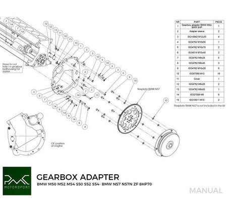 Gearbox Adapter Plate BMW M50 M52 M54 S50 S52 S54 - BMW ZF 8HP 8HP70 8HP50 / GS6-53DZ