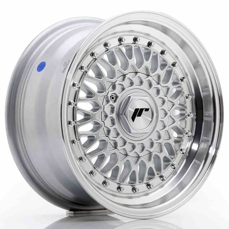 JR Wheels JR9 15x7 ET20 4x100/108 Silver w/Machined Lip+Silver Rivets