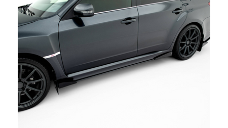 Side Skirts Subaru Impreza WRX STI Mk3 Facelift Street Pro Black-Red + Gloss Flaps