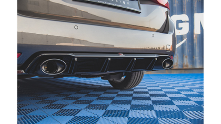 Dokładka Peugeot 308 SW II Facelift Zderzak Tył + Atrapa Wydechu Gloss Black Srebrny