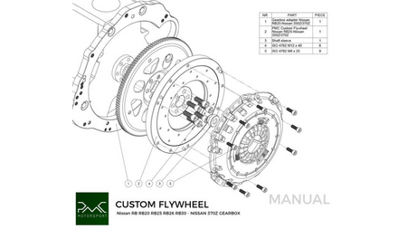 Koło zamachowe do konwersji Nissan RB RB20 RB25 RB26 RB30 - Nissan 350Z Z33 370Z Z34 - 250mm / 9.84"