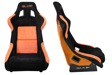 Racing seat SLIDE KS2 Premium Black & Orange Suede Orange Glitter
