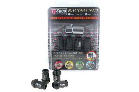 Wheel lug nuts D1Spec Replica 40mm M12x1,25 Black