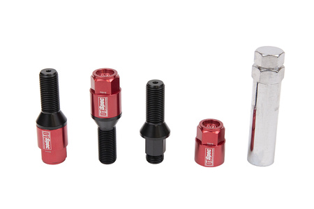 Racing bolts D1Spec Heptagon 2in1 M14x1,25 30mm Cone Red