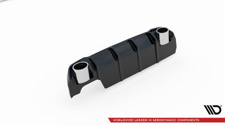 Dokładka Peugeot 308 SW II Facelift Zderzak Tył + Atrapa Wydechu Gloss Black Srebrny