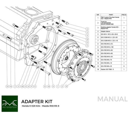 CNC Flywheel for conversion Honda K K20 K24 - Mazda RX-8 5-biegów - 240mm / 9.45"