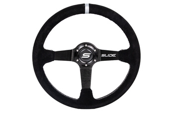 Steering wheel SLIDE 350mm offset:90mm Suede Silver Strip