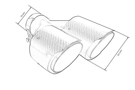 Exhaust Tip 101mmx2 enter 76mm Carbon Gloss Set