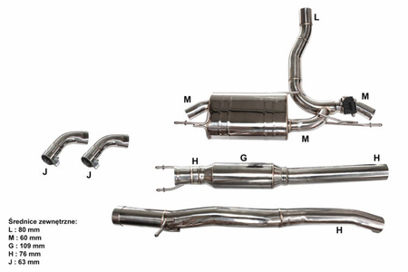 Układ wydechowy CatBack Mercedes Benz A45 AMG 2.0T 14+ Aktywny