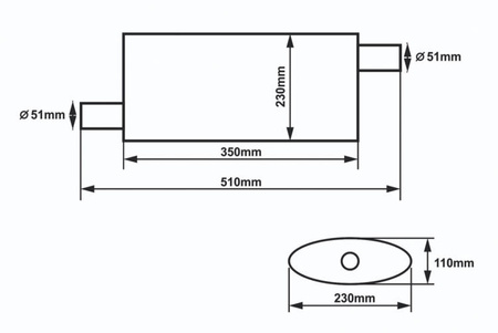 Center Muffler 51mm SLIDE 304SS 350mm