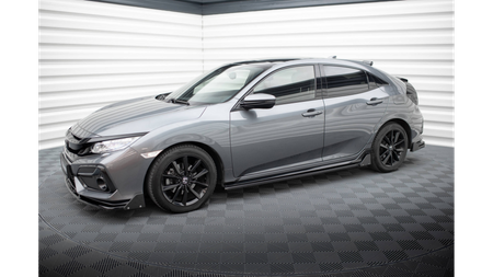 Diffuser Honda Civic X Sport Side Skirts + Flaps Gloss Black