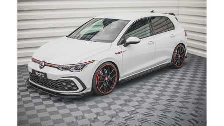 Diffuser Volkswagen Golf 8 GTI GTE GTI Clubsport R-Line Side Skirts Racing Black-Red + Gloss Flaps