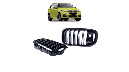 Grill BMW X5 F15 F85 X6 F16 F86 podwójne żeberka Gloss Black camera
