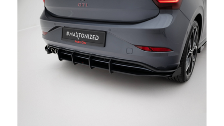 Dyfuzor Volkswagen Polo GTI Mk6 Facelift Tył Street Pro Black-Red + Gloss Flaps
