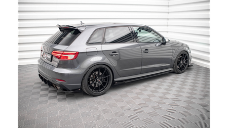 Diffuser Audi A3 8V Facelift S-Line Side Skirts Street Pro Black-Red + Gloss Flaps