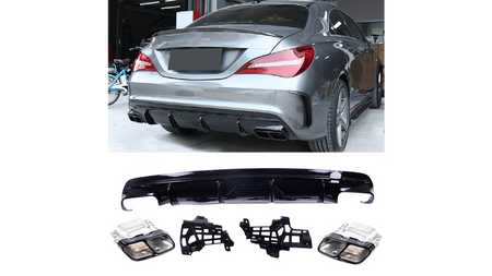Diffuser Mercedes-Benz CLA C117, X117 Rear with Pipes black