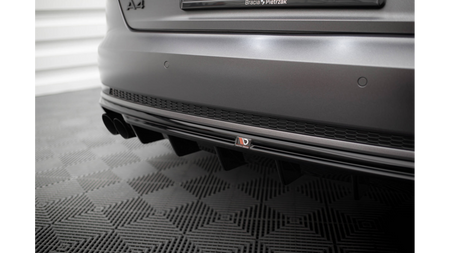 Dokładka Audi A4 S-line B9 Zderzak Tył Wersja z podwójną końcówką wydechu z jednej strony