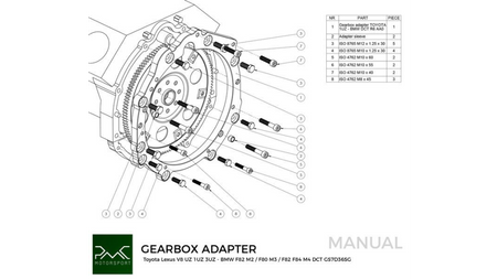 Gearbox Adapter Plate Toyota UZ - BMW DCT DKG GS7D36SG N54 GS6-53BZ