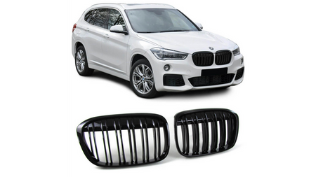 Grill BMW X1 F48 pojedyncze żeberka Gloss Black