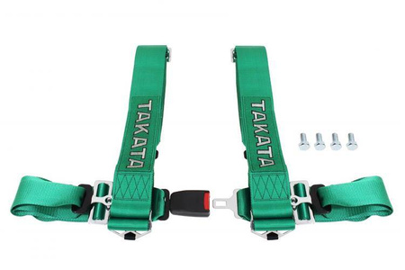 Racing seat belts 4p 3" Green Takata Replica