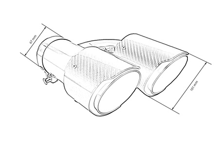 Exhaust Tip 101mmx2 enter 67mm Carbon Gloss Set