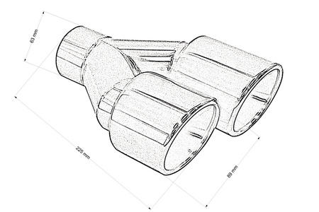 Exhaust Tip 89mmx2 enter 63mm Black Chrome Left