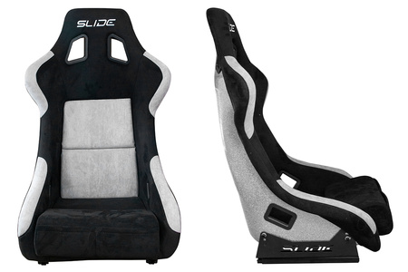 Fotel sportowy SLIDE KS2 Premium Black & Grey Welur Silver Glitter