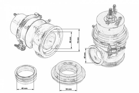 Wastegate zewnętrzny TurboWorks 60mm 1.6 Bar V-Band Czerwony