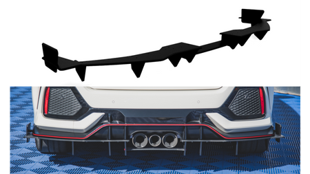 Diffuser Honda Civic X Type-R Rear Valance + Flaps Black-Red Racing Durability