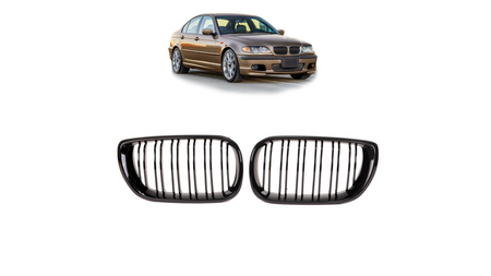 Grill BMW 3 E46 Facelift Compact podwójne żeberka Gloss Black