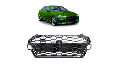 Grill Audi A4 B9 Facelift Silver & Black Camera