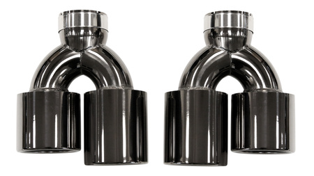 Końcówka Tłumika 101mmx2 wejście 76mm Black Chrome Zestaw