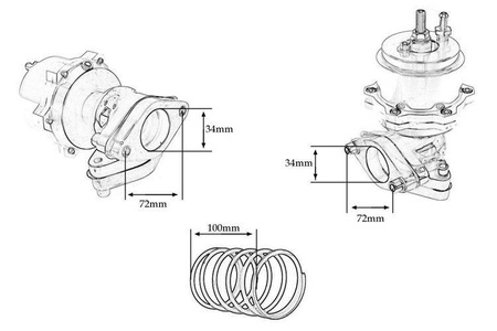 Wastegate zewnętrzny TurboWorks 34mm 0.5 Bar Niebieski