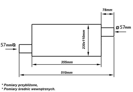 Tłumik Środkowy 57mm TurboWorks LT 409SS 355mm