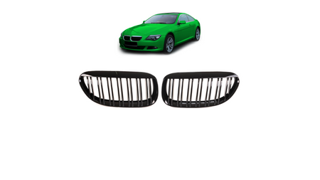 Grill BMW 6 E63 E64 podwójne żeberka Gloss Black
