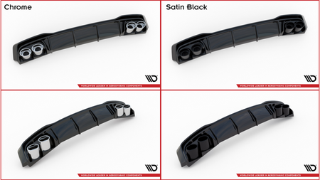 Dokładka Peugeot 308 SW II Facelift Zderzak Tył + Atrapa Wydechu Gloss Black Srebrny