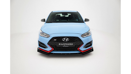 Splitter Hyundai Veloster N Mk2 Front Street Pro Black-Red + Gloss Flaps